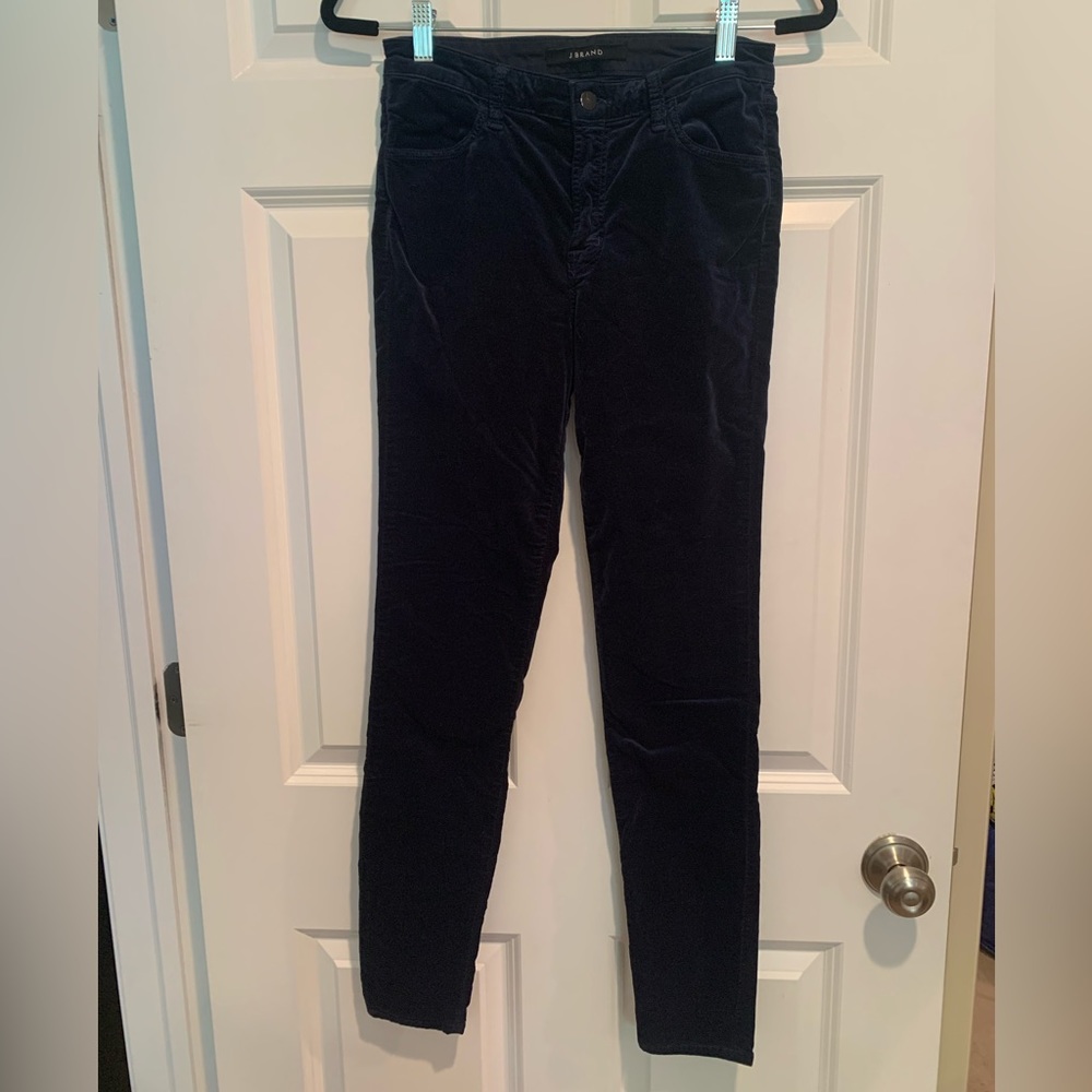 J Brand Blue Velvet High Rise Skinny Pants